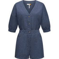 Jumpsuit RAGWEAR "Ipsie" Gr. L (40), Normalgrößen, blau (navy) Damen Overalls schicker, kurzer Overall in Military-Look