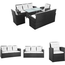 The Living Store - 5-tlg. Garten-Lounge-Set mit Auflagen Poly Rattan Schwarz - Gartenmöbel-Sets - Schwarz