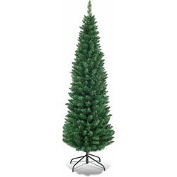 Goplus - Hochwertiger pvc Künstlicher Weihnachtsbaum Grüner Tanne Christbaum Weihnachtsdeko mit Metallstaender (180 cm)