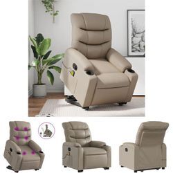 Massagesessel mit Aufstehhilfe Cappuccino-Braun Kunstleder - Sessel - Braun - The Living Store