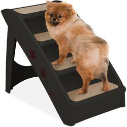 Relaxdays - Hundetreppe 4 Stufen, kleine & große Hunde, Bett & Couch, Auto, Tiertreppe, HxBxT: 49 x 39 x 61 cm, schwarz