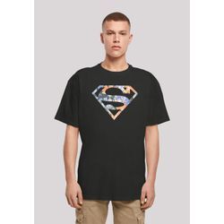 T-Shirt F4NT4STIC "Superman Superheld Floral Logo 2", Herren, Gr. 4XL, schwarz, Obermaterial: 100% Baumwolle, casual, oversize, Rundhals, Kurzarm ohne Bündchen, Shirts, Print