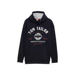 TOM TAILOR Herren Plus Size - Hoodie mit Logo Print, blau, Logo Print, Gr. 2XL