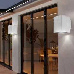 2er Set led Haus Wand Lampen Außen Strahler Fassaden Leuchten Alu Down Spot