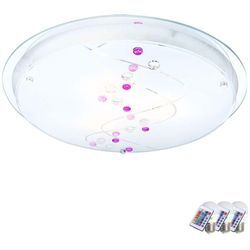 Etc-shop - Decken Leuchte Glas Steine Gästezimmer Lampe dimmbar im Set inklusive rgb led Leuchtmittel