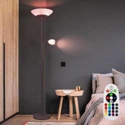 Decken Fluter Fernbedienung rost Leuchte Glas Steh Lampe dimmbar im Set inkl. rgb led Leuchtmittel