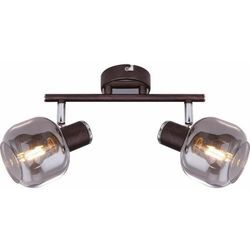 Decken Lampe Leuchte Metall Bronze Chrom Glas Spots Beweglich Wohn Schlaf Zimmer