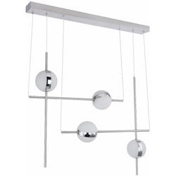 Etc-shop - led Pendelleuchte Wohnzimmerlampe Kugel Hängeleuchte opal Chrom Innenleuchte modern, 32 Watt 2200lm 3000k, LxH 83 x 120 cm