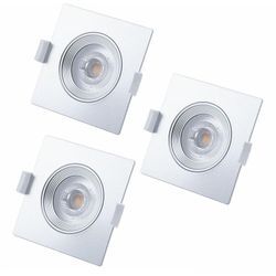 Einbaustrahler Deckenspots Deckenleuchte Einbauleuchten Flurleuchten Wohnzimmer, 3er Set silber eckig Spot beweglich, 3x led 3x 5 Watt 3x 350 Lumen