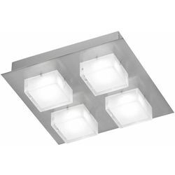 Deckenleuchte led 4 Flammig Wohnzimmerlampe Decke Modern Deckenlampe Glas weiß, quadratisch, 4x led 3W 240Lm warmweiß, LxBxH 26 x 26 x 6,5 cm