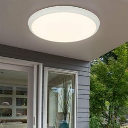 Led Deckenleuchte Decke Deckenlampe weiß rund Wohnzimmer, Metall Kunststoff 1x led 24W 240Lm warmweiß, DxH 37x22 cm