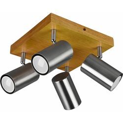 Etc-shop - Decken Strahler Holz Lampe braun Wohn Ess Zimmer Beleuchtung Design Spot Leuchte schwenkbar im Set inkl. led Leuchtmittel