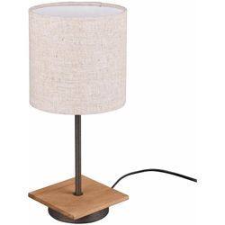 Tisch Lampe Holz Wohn Ess Schlaf Arbeits Zimmer Textil Schirm Leuchte Farbwechsler Lese Nacht-Licht fernbedienung im Set inkl. led Leuchtmittel