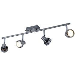 Deckenstrahler schwenkbar led Deckenleuchte Spots silber 3 Stufen Dimmer Deckenlampe 4-flammig, chrom, 4x 6W 460Lm warmweiß, LxBxH 61x14x8 cm