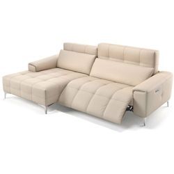 Sofanella - Leder Ecksofa Mini salento Links Creme s: 217 x 163 Breite x 100 Tiefe Füße: Matt-Schwarz - Creme