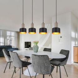 Etc-shop - Design Decken Pendel Lampe schwarz gold Wohn Ess Zimmer Beleuchtung Hänge Leuchte