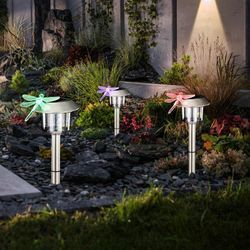 Globo - Solarlampe Steckleuchte Stecklampe Gartenleuchte Außenlampe Wegeleuchte, IP44 Farbwechsler Akku, Edelstahl klar, led warmweiß, LxBxH