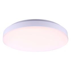 Globo - led Deckenlampe Deckenleuchte Wohnzimmer Glas Metall Weiß Opal, Metall, rund, led 24 w 1920lm, d 33 cm