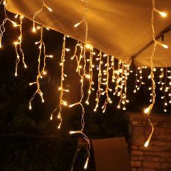 Paryou - Lichterkette Eisregen Außen, 15m 600er led Lichtervorhang led mit Timer, IP44 wasserdicht 8 Modi für Innen Außen Weihnachten, Schlafzimmer,