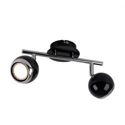 Deckenlampe 2 Flammig Deckenstrahler Chrom schwenkbar Metall schwarz Deckenleuchte Spots led, mit beweglichen Strahlern in schwarz und chrom, 2x3W 2x