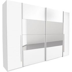 Schwebetürenschrank SCHLAFKONTOR "Kleiderschrank Drehtürenschrank Schrank Garderobe MEGA", weiß, B:312cm H:226cm T:60,3cm, Holzwerkstoff, Schränke, mit Dreh- und Schwebetüren und Spiegel, viele Böden