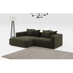 Ecksofa INOSIGN "Cowboy, L-Form", grün (hunter), Sofas, B/H: 284cm x 72cm, Flachgewebe LEINENOPTIK, Recamiere links, 100% POLYESTER (PES)