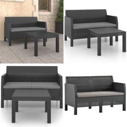 Vidaxl - 2-tlg. Garten-Lounge-Set mit Kissen pp Rattan Anthrazit - Garten-Lounge-Set - Garten-Lounge-Sets - Home & Living - Anthrazit