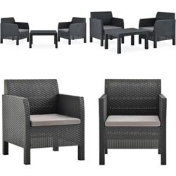 Vidaxl - 3-tlg. Garten-Lounge-Set mit Kissen pp Rattan Anthrazit - Garten-Lounge-Set - Garten-Lounge-Sets - Home & Living - Anthrazit