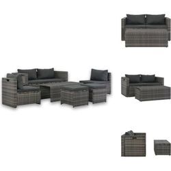 Vidaxl - Gartenmöbel-Sets - Living 6-tlg. Garten-Lounge-Set mit Polstern Poly Rattan Grau - Grau