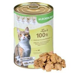 Lyra Pet Lecker.Pet Leo's 100 % Hühnermuskelfleisch Katzenfutter Nassfutter 12x400 g