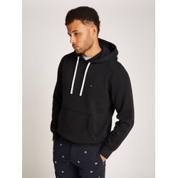 Hoodie TOMMY HILFIGER "ESSENTIAL FLEECE HOODY", Herren, Gr. M, schwarz, Sweatware, Obermaterial: 60% Baumwolle, 40% Polyester, casual, Langarm, Sweatshirts