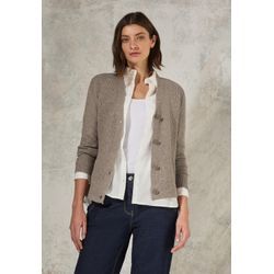 Cardigan CECIL Gr. L (42), grau (schwarz taupe melange), Damen, Web, 37% Baumwolle, 34% Polyacryl, 26% Polyester, 3% Elasthan, unifarben, Strickjacken, mit V-Ausschnitt