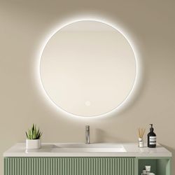 S'afielina - Badspiegel mit Beleuchtung Rund led Wandspiegel Badezimmerspiegel mit Touch, kaltweißes Licht und Memory Funktion, 70cm