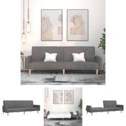 The Living Store - Schlafsofa 2-Sitzer Hellgrau Stoff - Sofas - Grau