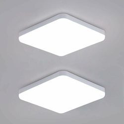 Goeco - 2 Stück led Deckenleuchte Kaltweiß 6000K Quadrat 25x25cm Deckenleuchte für Badezimmer Wasserdicht IP54 Für Bad, Schlafzimmer, Wohnzimmer,