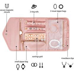 Reise-Schmuckbeutel, faltbare Schmuckrolle, Schmuckaufbewahrungstasche, Schmuckbeutel, Samt-Schmuck-Organizer für Ringe, Halsketten, Ohrringe,