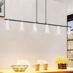 Pendelleuchte esstisch Hängelampe 6 Flammig - Esstischlampe hängend Weiß modern Esszimmerlampe Schwarz GU10 Hängeleuchte lang aus Metall Pendellampe