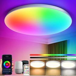 Lntyq - Dimmbare LED-Deckenleuchte, Smart Color Deckenleuchte mit Alexa, Deckenlampe mit Fernbedienung und APP-Steuerung für Schlafzimmer,