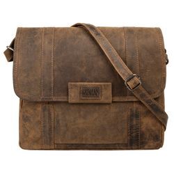 Umhängetasche BAGAN Gr. B/H/T: 30cm x 27cm x 4cm onesize, braun, Damen, Leder, vintage, Taschen, echt Leder