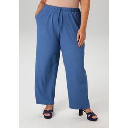 Schlupfhose ANISTON PLUS Gr. 44, N-Gr, blau, Damen, Obermaterial: 98% Polyester, 2% Elasthan, unifarben, Strukturmuster, Hosen, in unifarben oder gestreift - du hast die Wahl - NEUE KOLLEKTION