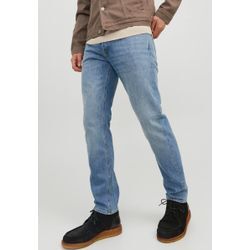 Comfort-fit-Jeans JACK & JONES "JJIMIKE JJORIGINAL CJ SN", Herren, Gr. 36, Länge 34, blau (blau denim), Denim/Jeans, Obermaterial: 99% Baumwolle, 1% Elasthan, Abriebeffekte, modisch, comfort fit, Jeans