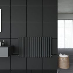 Sonni - Design Paneelheizkörper Röhren 600x1003mm Anthrazit Doppellagig Badezimmer/Wohnraum Horizontal Heizkörper Seitenanschluss Badheizkörper