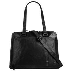 Shopper SPIKES & SPARROW, Damen, Gr. B/H/T: 37cm x 30cm x 7cm onesize, schwarz, Leder, unifarben, leicht glänzend, Taschen, echt Leder