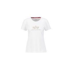 T-Shirt ALPHA INDUSTRIES "Alpha Industries Women - T-Shirts Crystal T Women", Damen, Gr. L, weiß, Obermaterial: 100% Baumwolle, Kurzarm, Shirts