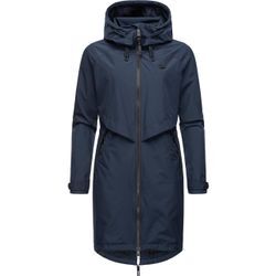 Jerseymantel RAGWEAR "Frodik" Gr. L (40), blau (navy), Damen, Obermaterial: 100% Polyester, Innenfutter: 100% Polyester, Mäntel, Wasserdichter oversized Damen Parka für die Übergangszeit