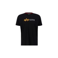 T-Shirt ALPHA INDUSTRIES "Alpha Industries Men - T-Shirts Alpha Label T Puff Print", Herren, Gr. L, schwarz, Obermaterial: 100% Baumwolle, Kurzarm, Shirts