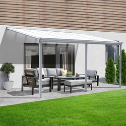 Terrassenüberdachung solis Farbe: Weiß, Größe: 434 x 303 x 226 / 278 cm Terrassendach Pergola Überdachung Terrassenüberdachung - Home Deluxe