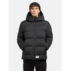 Steppjacke KHUJO "Silas2", Herren, Gr. L (52), grau, Obermaterial: 100% Nylon, Futter: 100% Nylon, Wattierung: 100% Polyester, Basic, gerade hüftbedeckend, hoch geschlossener Ausschnitt, Langarm eng Bündchen, Jacken, Warme Herren Winterjacke mit großer Kapuze