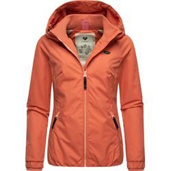 Outdoorjacke RAGWEAR "Dizzie", Damen, Gr. L (40), rot (ziegelrot), Außenmaterial: 100% Polyester, Innenfutter: 100% Polyester, Wattierung: 100% Polyester, casual, regular fit hüftbedeckend, Langarm Ärmel ohne Ärmelschlitz Rippstrickbündchen, Jacken, Wasserdichte Übergangsjacke mit großer Kapuze