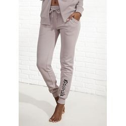 BENCH. LOUNGEWEAR Sweatpants pink Gr. 32/34 für Damen. Mit Logodruck, Bindeband, Logostickerei. Bequem. Nachhaltig.